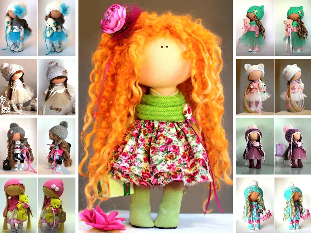 Circus girl textile doll