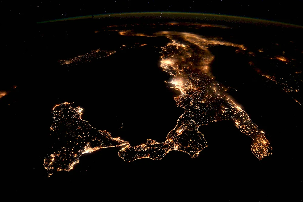 Planet night from space