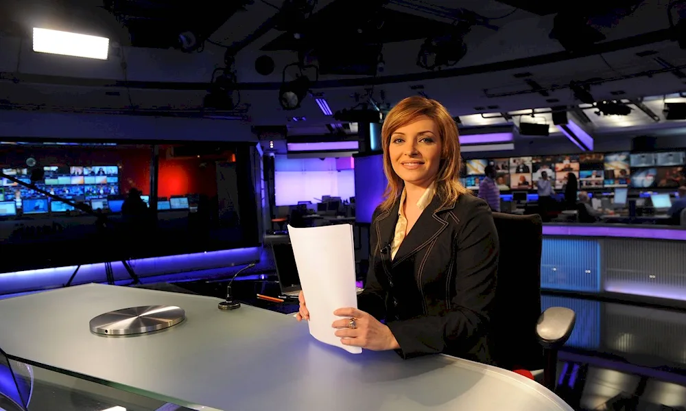 The TV presenter in the studio