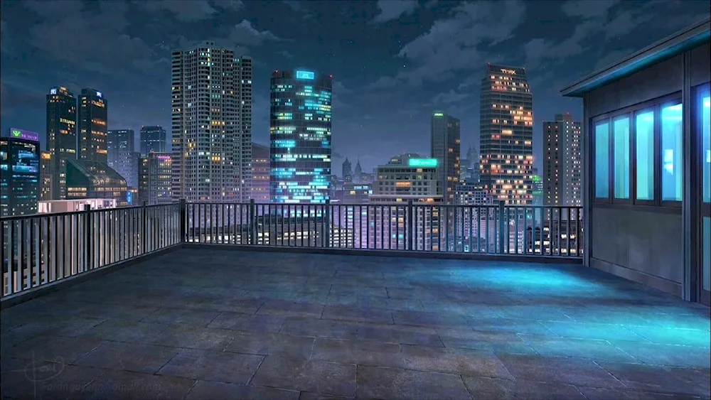 Dark city gacha life high-rise rooftop