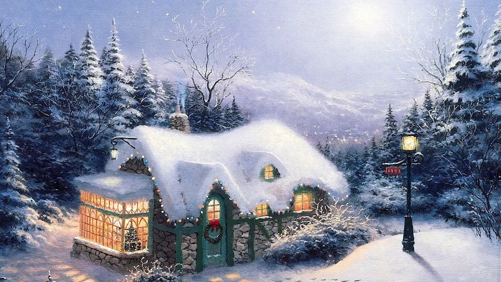 Thomas Kinkade winter landscape