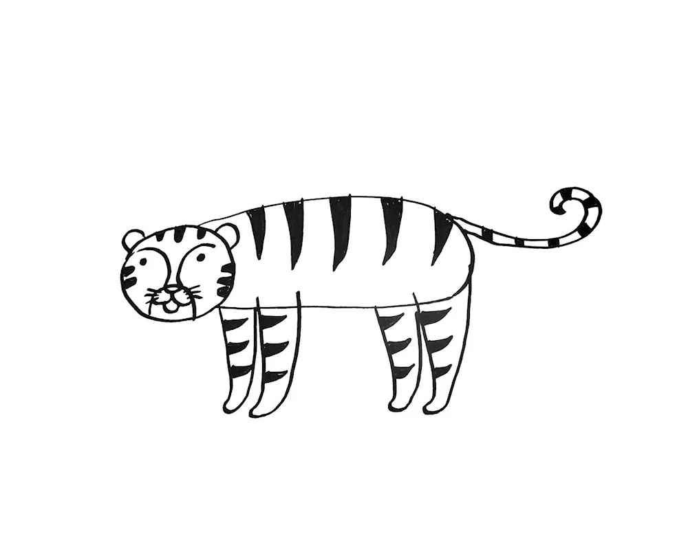 Tiger drawing. Colouring