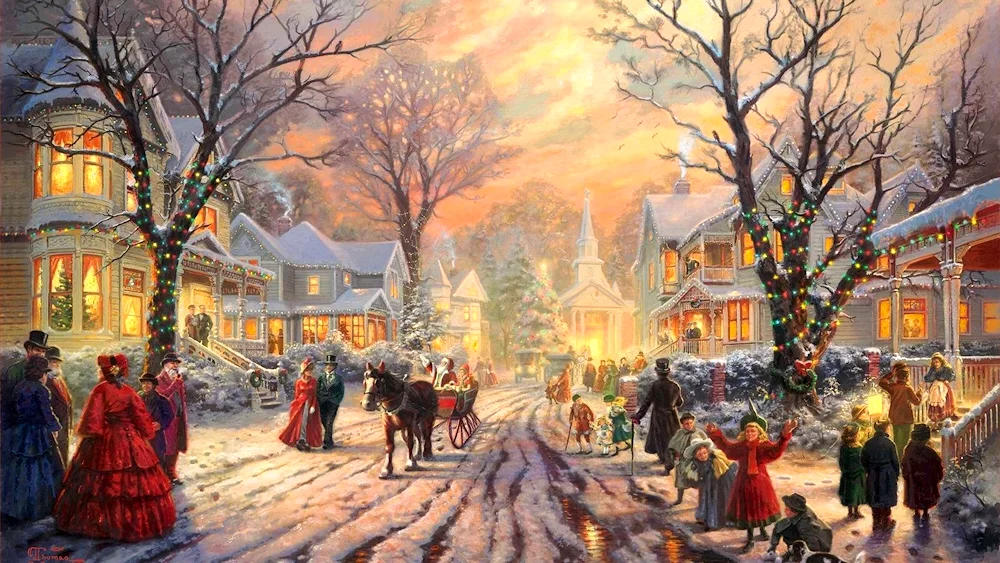 Thomas Kinkade city winter