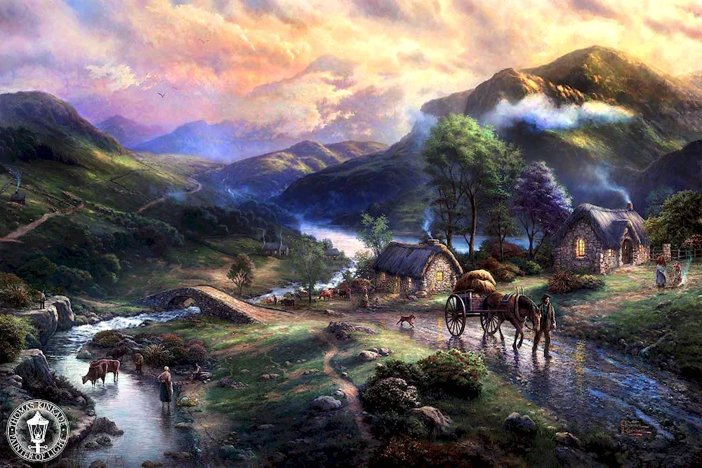Thomas Kincade painting mountains