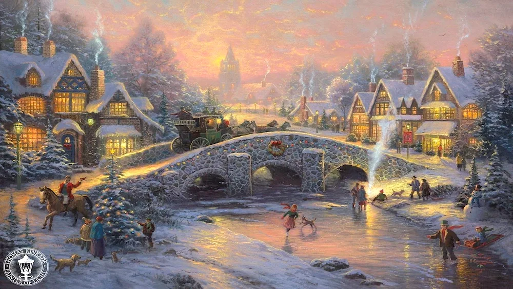 Thomas Kinkade winter landscape