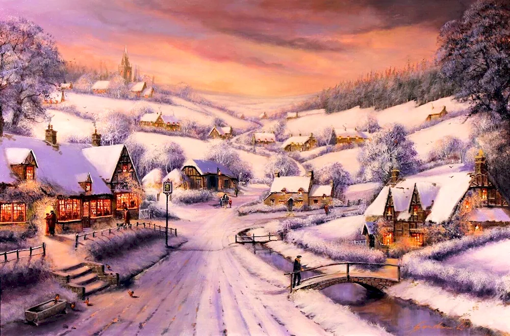 Thomas Kinkade winter landscape