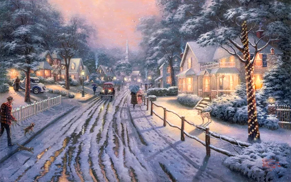 Thomas Kinkade winter landscape