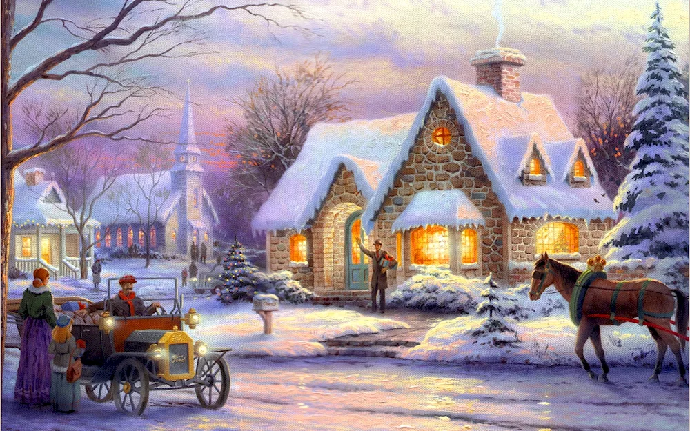 Thomas Kinkade winter landscape