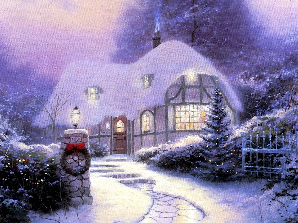 Thomas Kinkade winter landscape