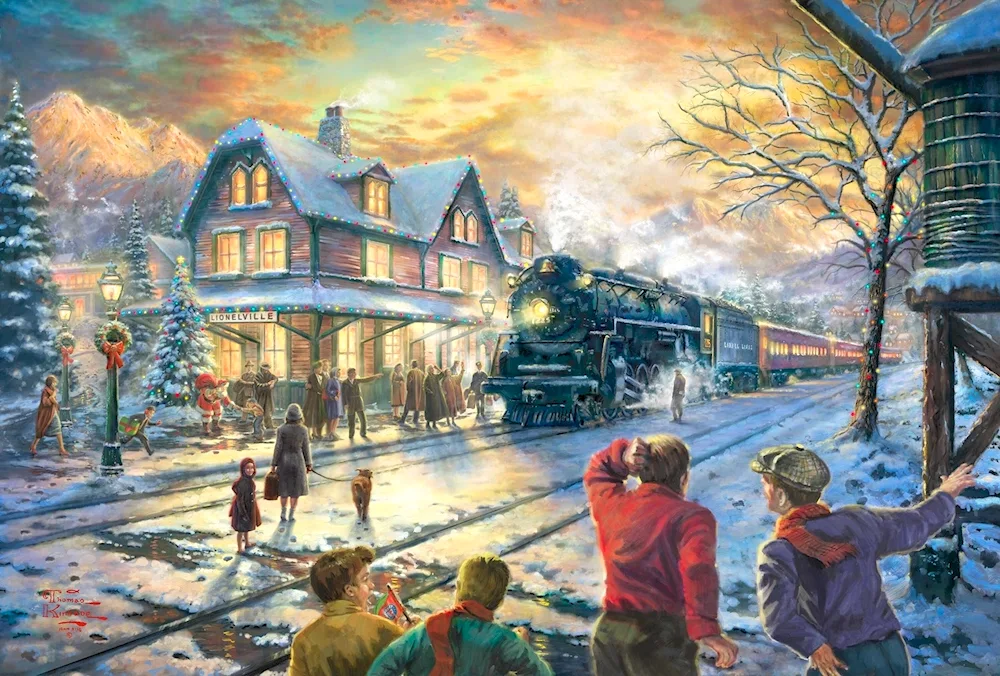 Thomas Kincaid painting train
