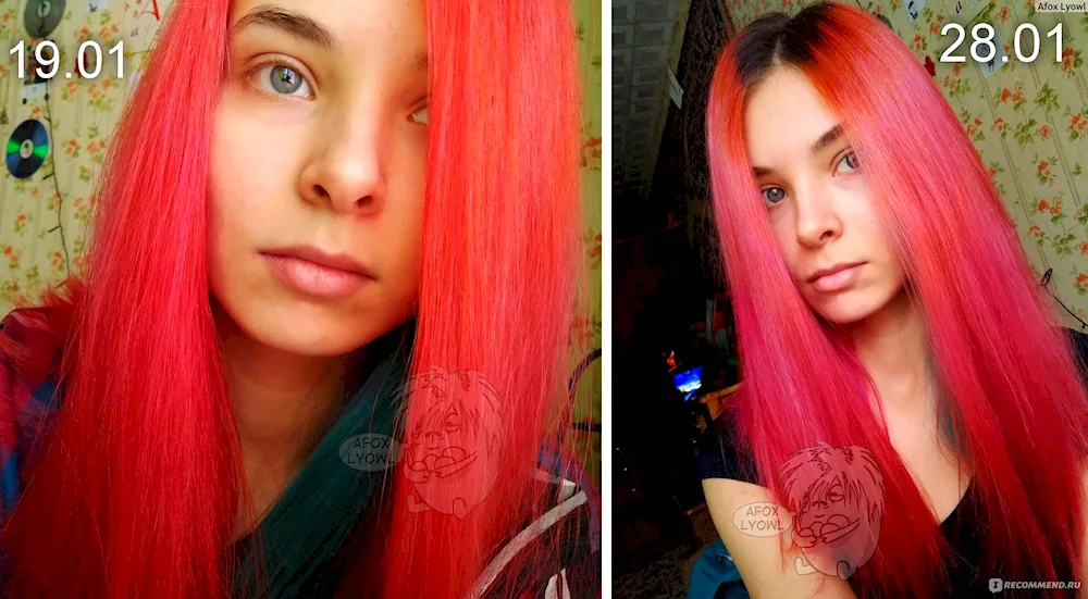 Red colour on blonde hair without lightening
