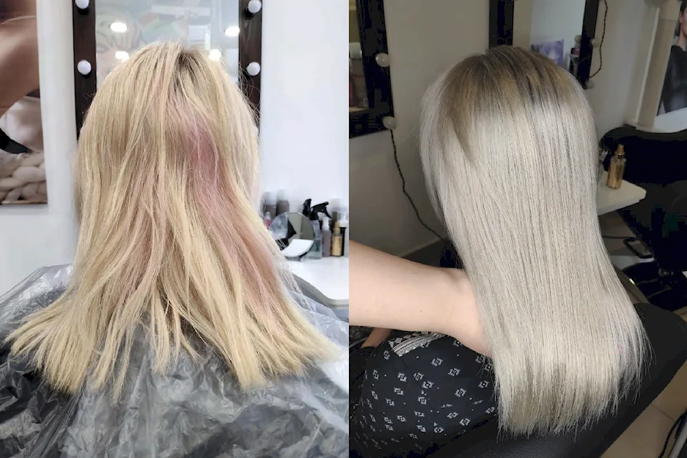 Toning of blond hair extensions