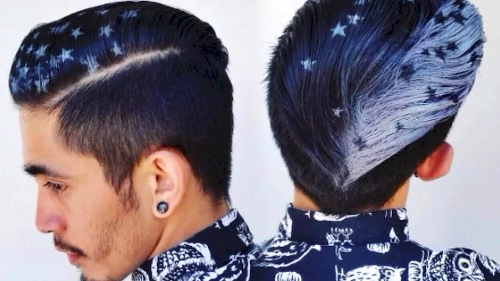 Stencil hair colouring for men