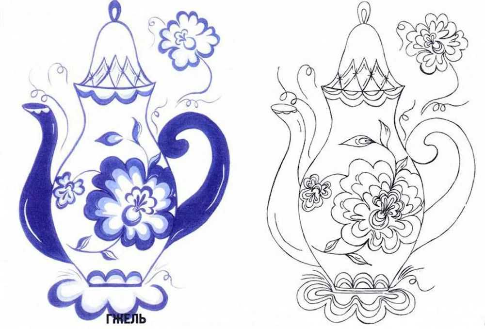 Gzhel painting sketch of Gzhel painting