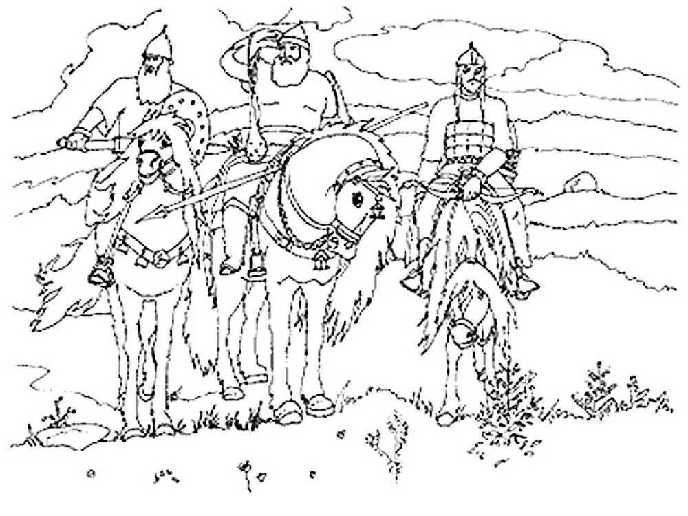 Tri Bogatyry painting Vasnetsov colouring