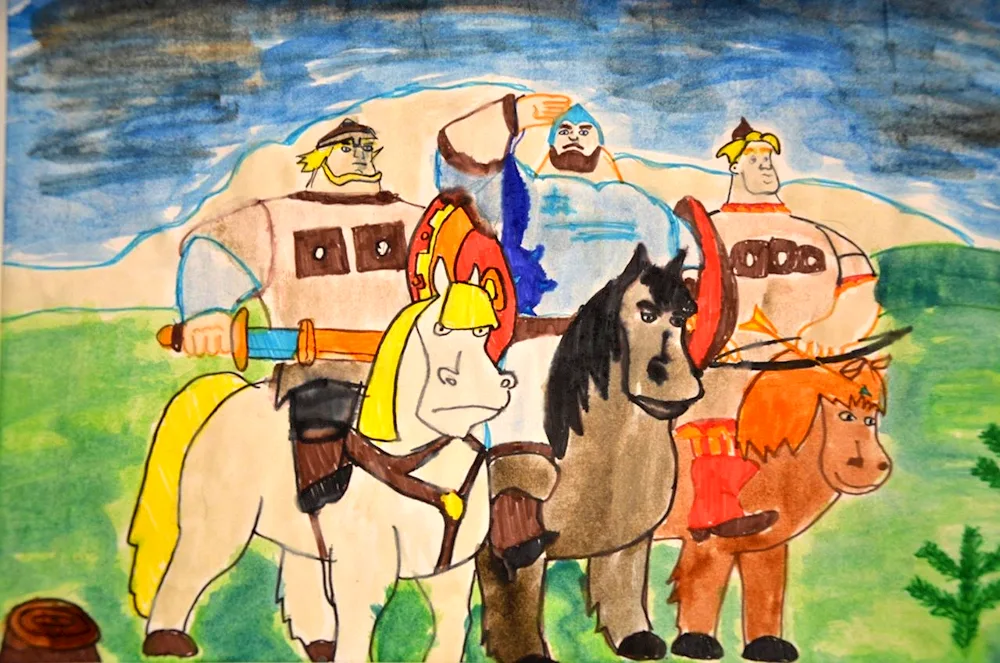 Three bogatyrs drawing