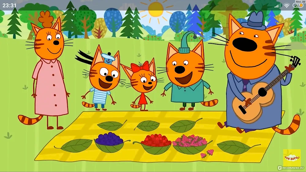 Tree cats cartoon three cats