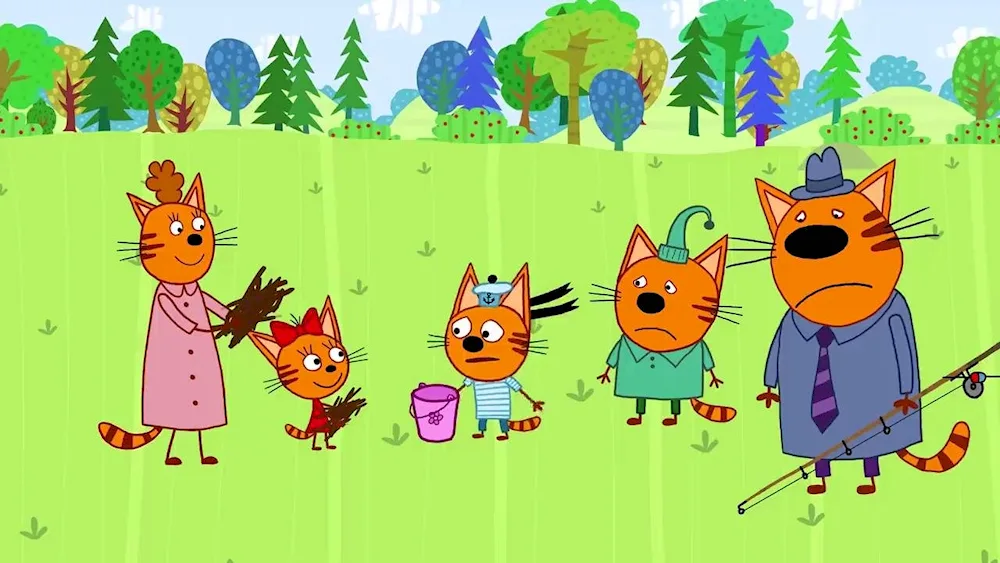 Tree cats cartoon three cats