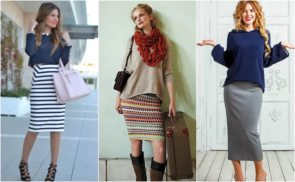 Tricot pencil skirt