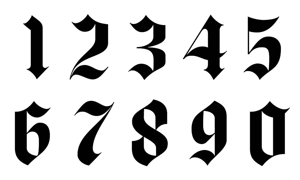 Numbers Calligraphy Gothic