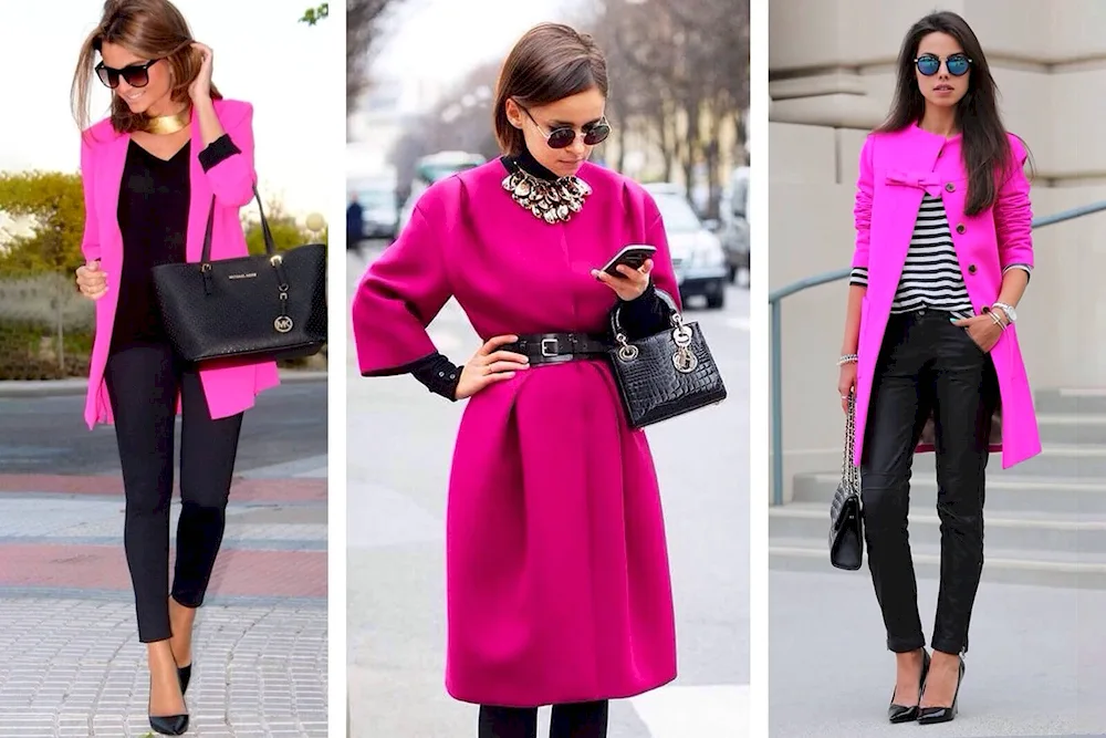 Suit with skirt colour fuchsia