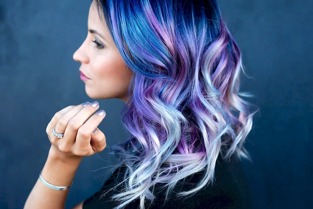 Purple hair colouring on dark hair