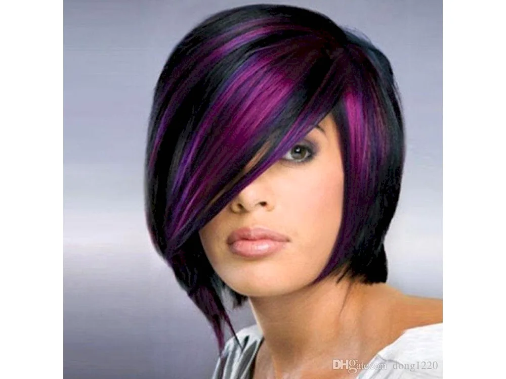 Coloured highlights on short hair