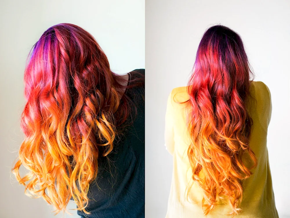 Coloured ombré on hair