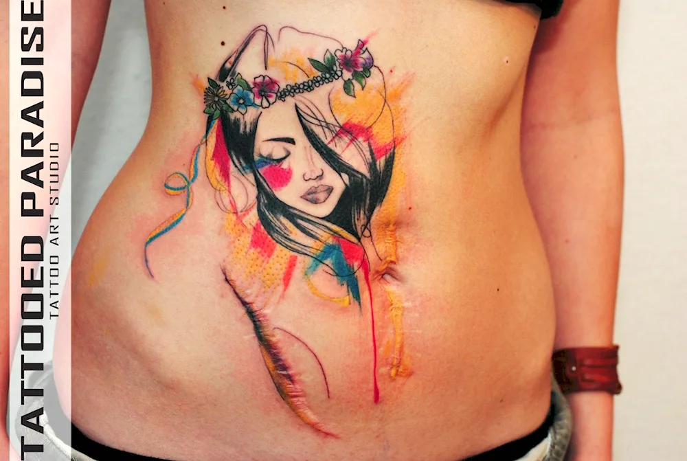 Tattoo on belly for girls