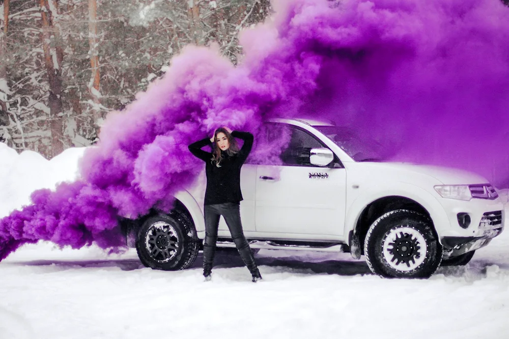 Coloured smoke man with coloured smoke