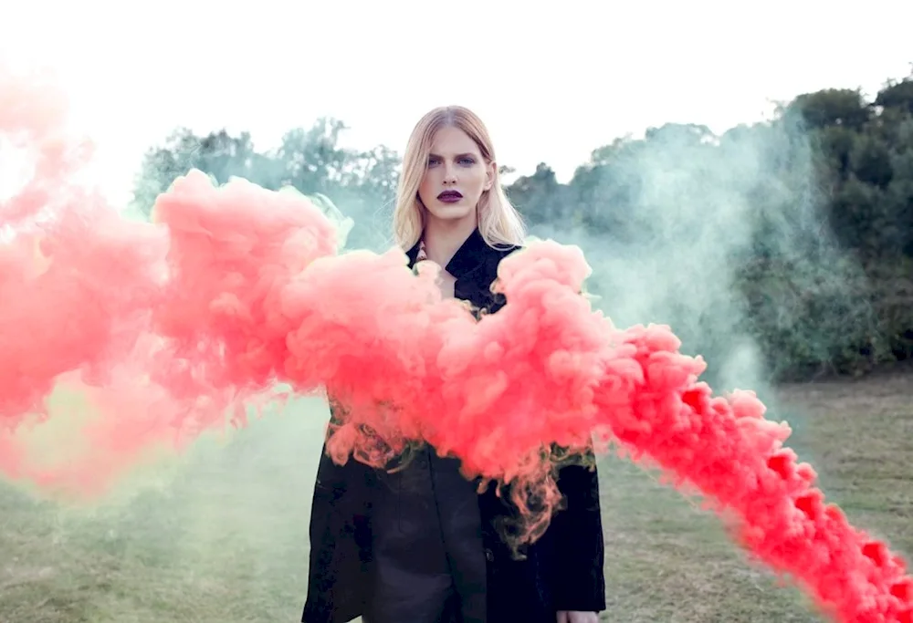 Coloured smoke bombs for photo shoot