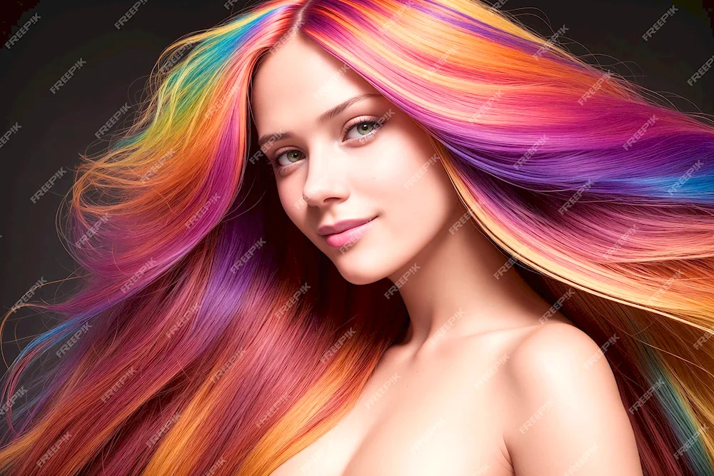 Coloured strands on the hair