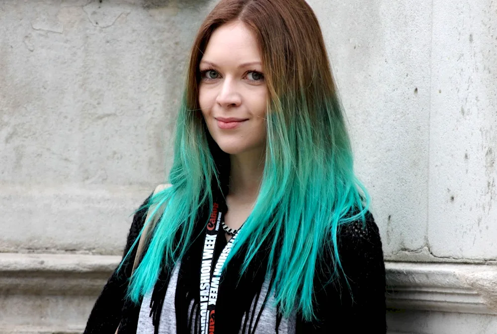 Girl with blue hair with blue hair