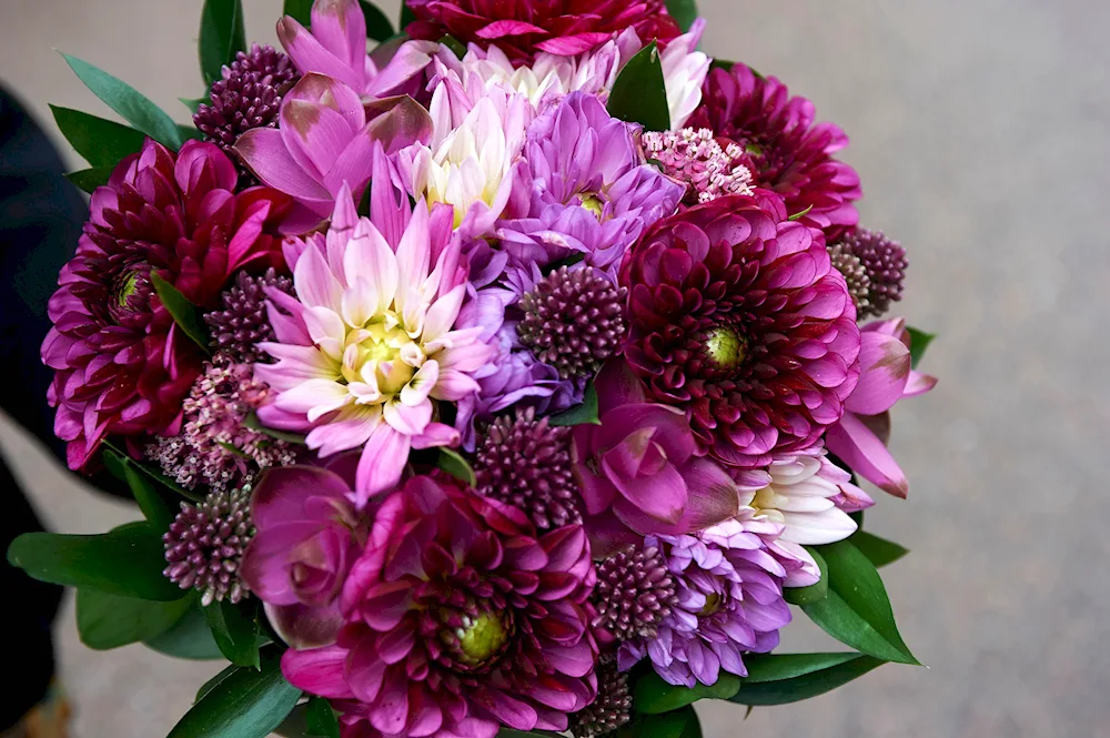 Red chrysanthemums bouquet