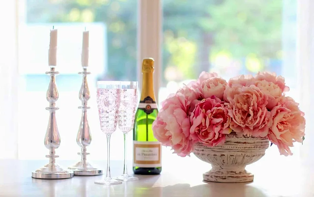 Flowers and champagne