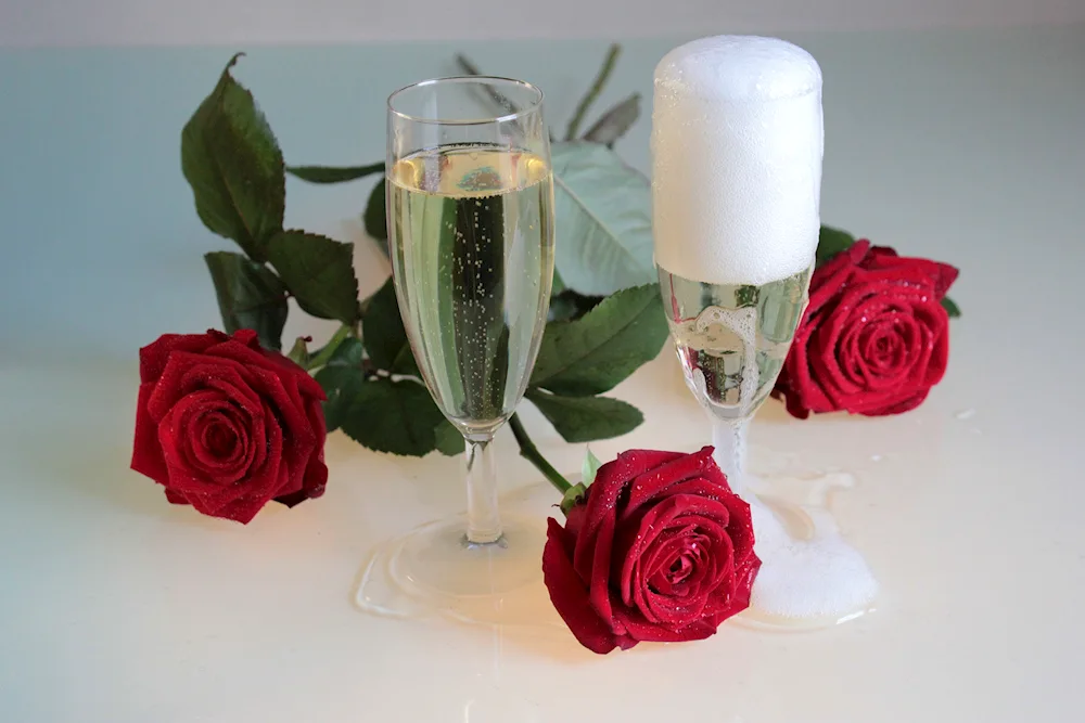 Champagne and roses