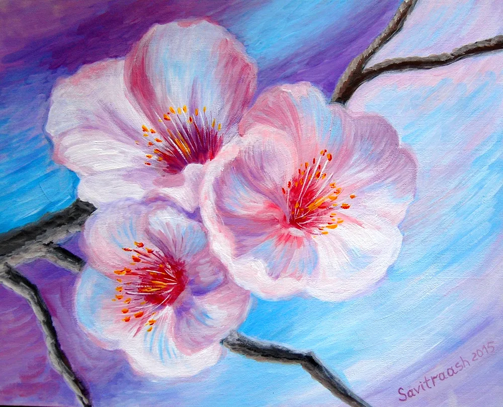 Flowers with paints