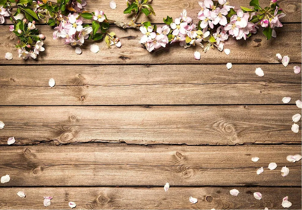 Flowers on wooden background