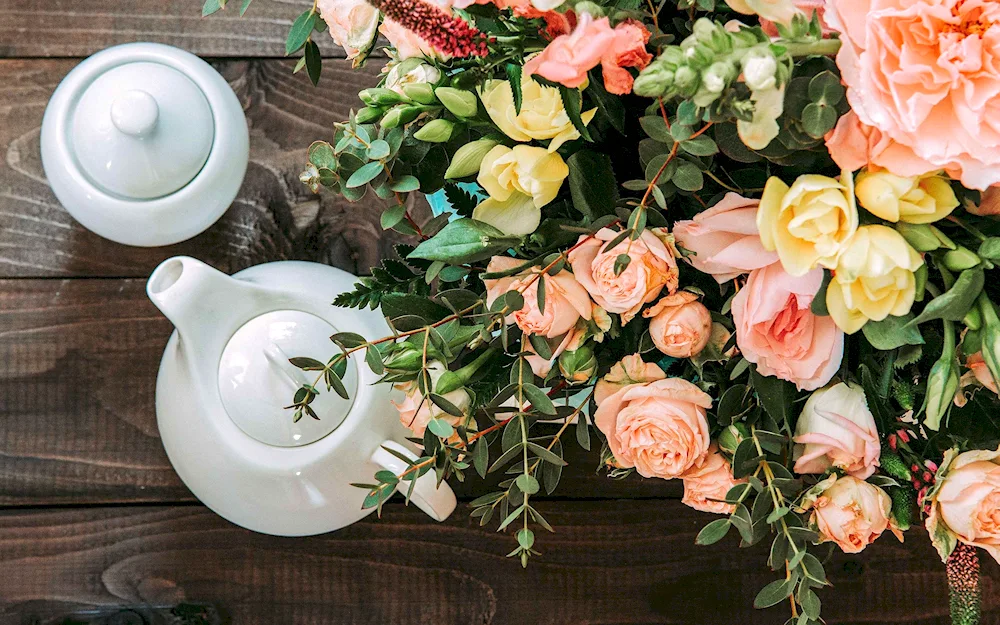 Coffee and flowers