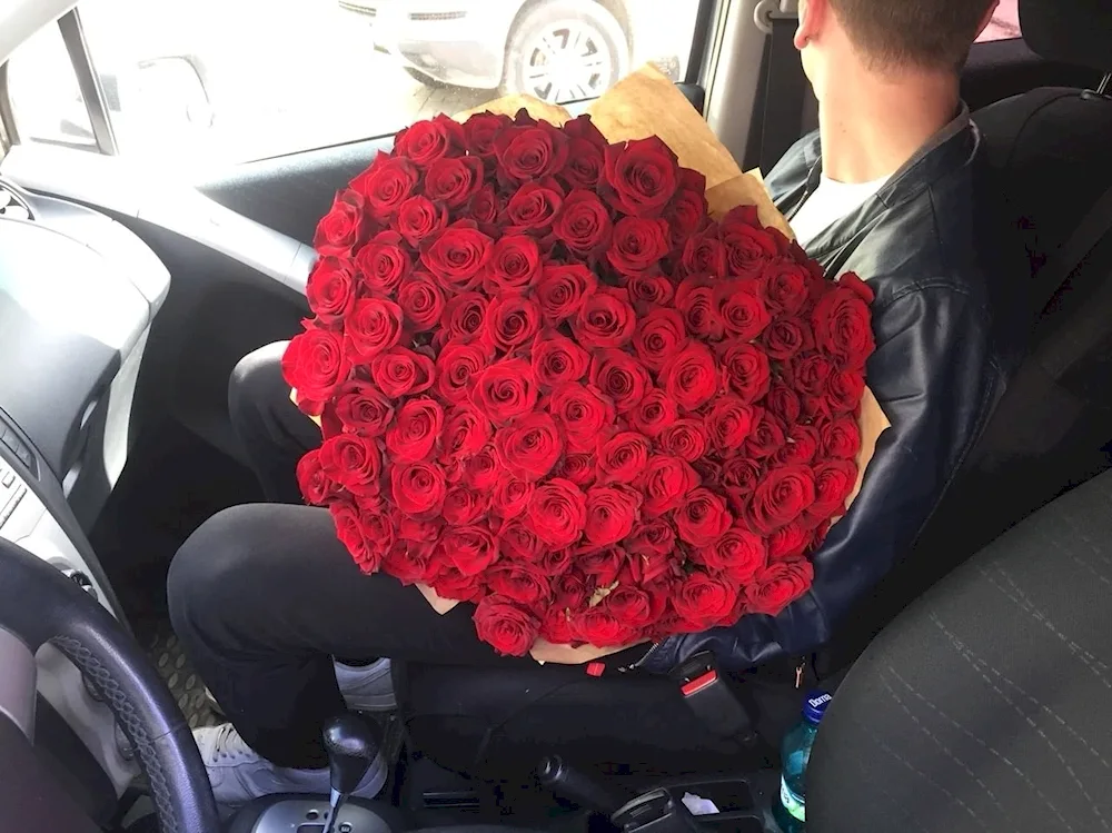 Flowers in the car