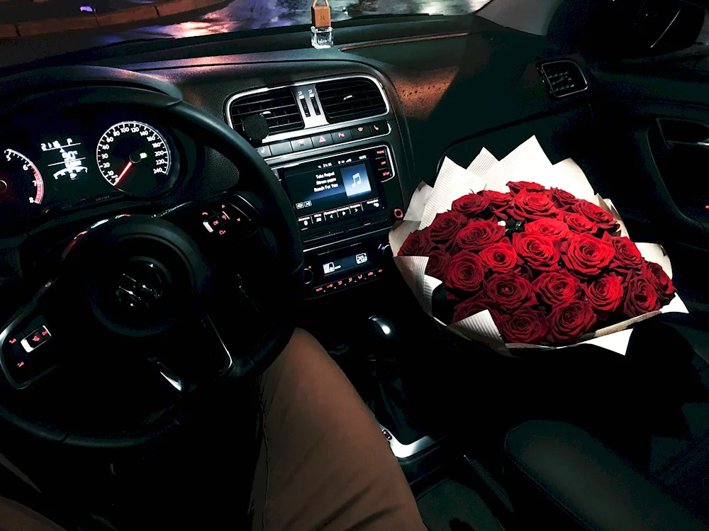 Flowers in the car