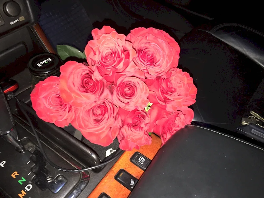 Flowers in the car