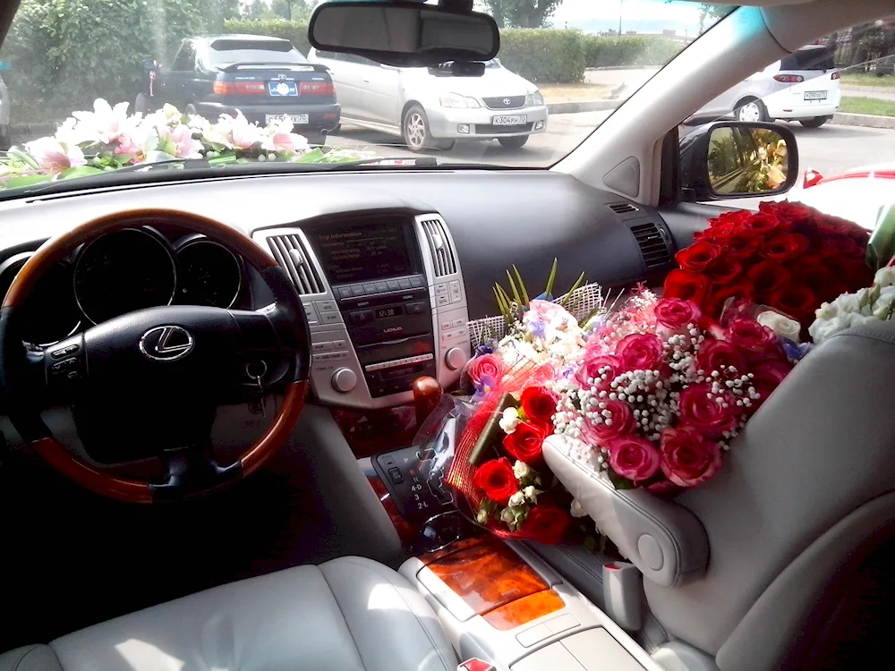 Flowers in the car