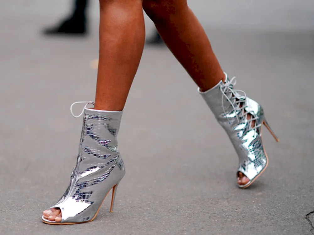 Silver sneakers look