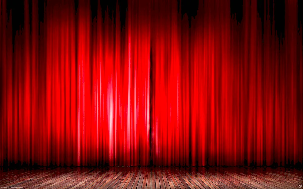 Twin pix red curtains