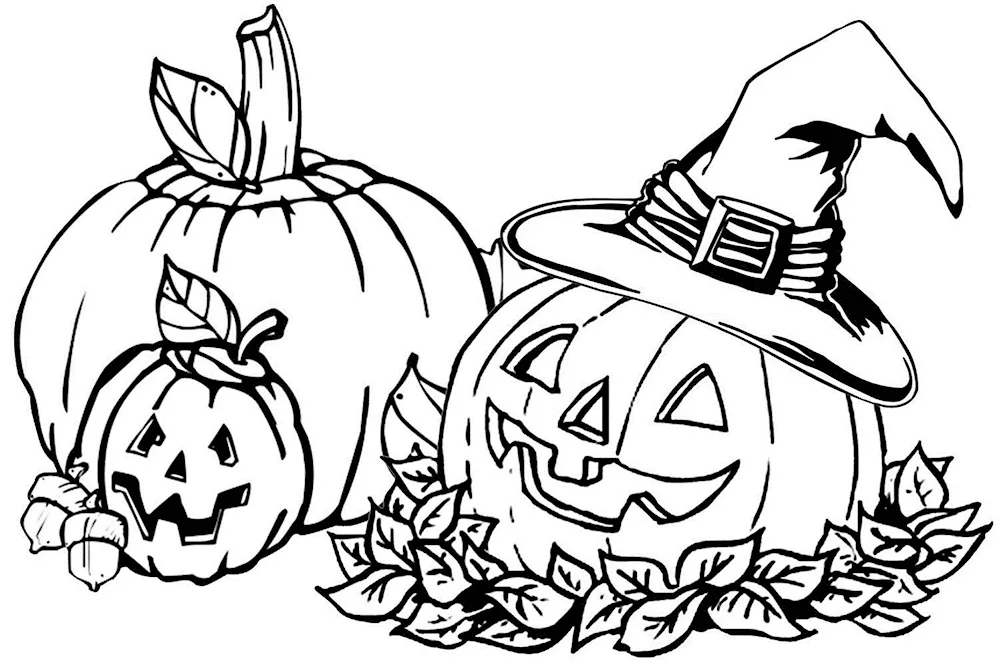 Pumpkins Halloween colouring pages