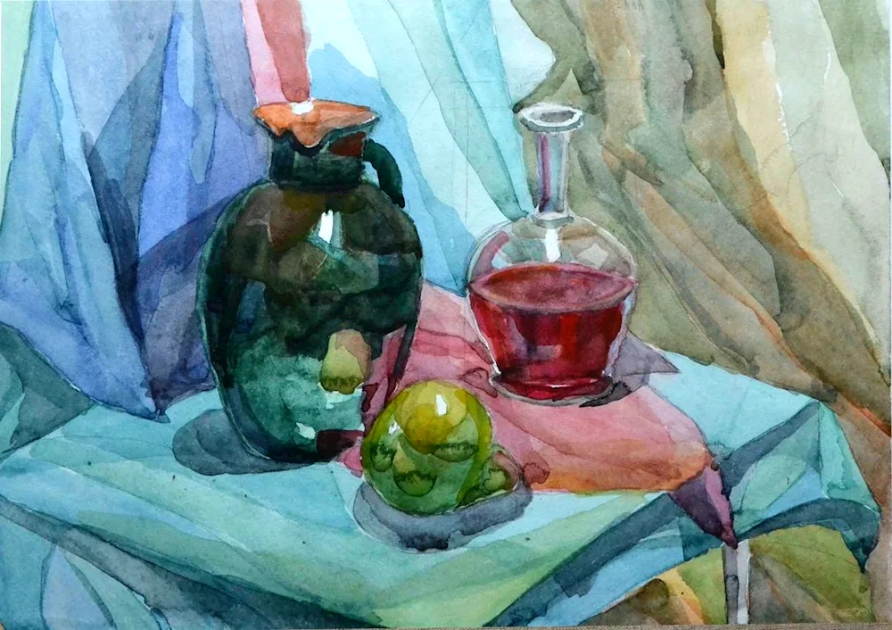 Academic watercolour still life