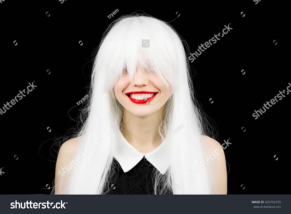 White hair with blue ends
