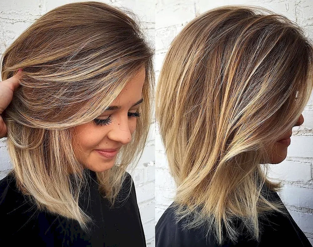 Long bob balayage russet