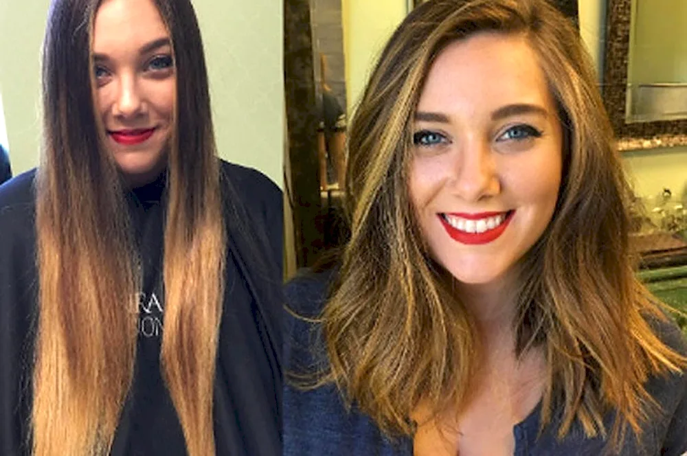 Long bob before and after